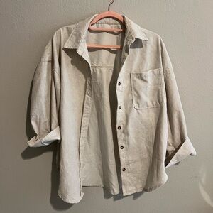 Casual Beige Button-Up Shirt